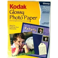 Kodak Glossy Photo Paper For Scrapbooking & Crafts Acid & Lignin Free 15 Sheets