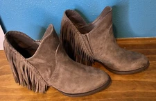 Not Rated Brown Suede Fringe Ankle Boots Booties Festival Western Womens Size 7