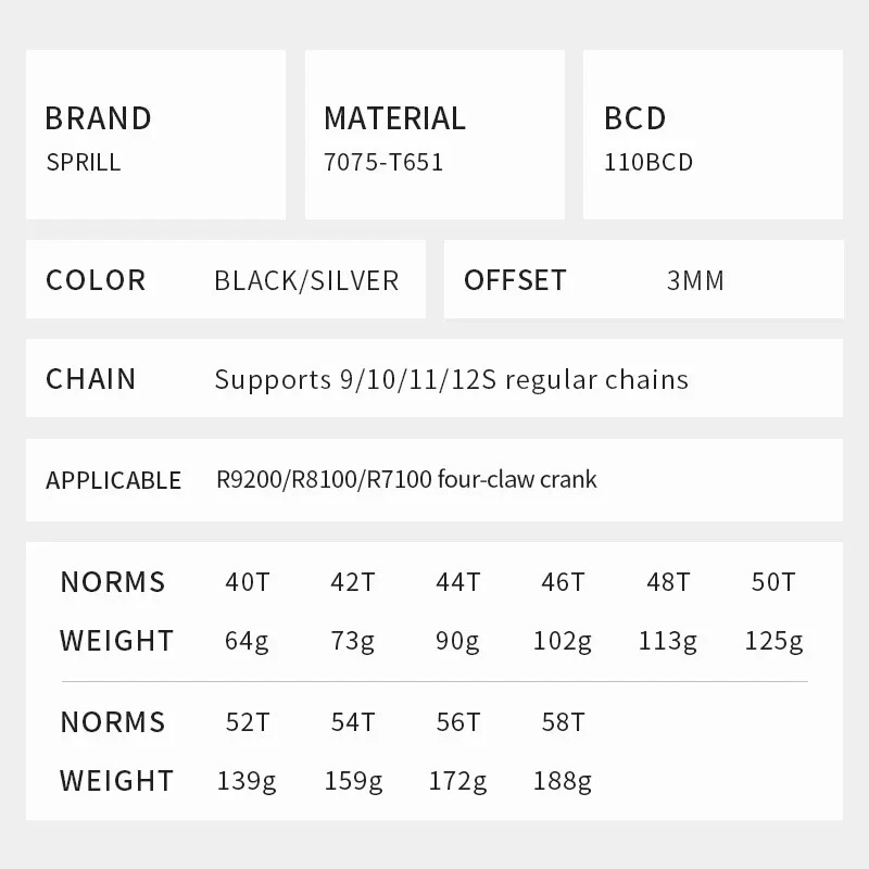 Plato de bicicleta Aero Ultraligero 110BCD 3mm Desplazado 40-50T Cerrado Rueda de cadena única Foto 4 de 4