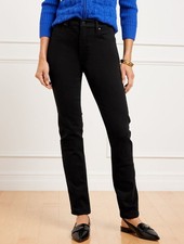 NWT Talbots Petite Size 8 8P Black High Rise Straight Leg Stretch Jeans NEW