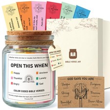 Bible Verse Jar - Prayer Jar with 90 Color-Coded Scripture Cards, Daily Faith...