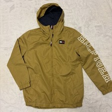 Tommy Hilfiger Boy Jacket L/G 14/16 Mustard Logo Long Sleeve Windbreaker Hood
