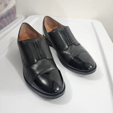 Vionic Jayla slip-on oxford shoes black leather patent leather toe & Heel Sz 9.5