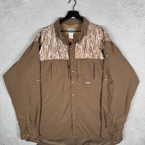 Drake Waterfowl Camo Shirt Men's 3XL Brown Long Sleeve Button Up Vented Mesh - Picture 1 of 8