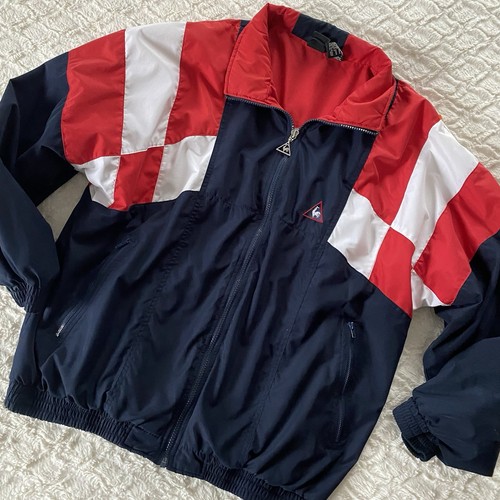 Vintage Le Coq Sportif Full Zip Red White Blue Lightweight Jacket Medium M - Picture 1 of 3