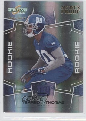 2008 Score Select Rookie Artist's Proof 27/32 Terrell Thomas #379 Rookie RC 0v0