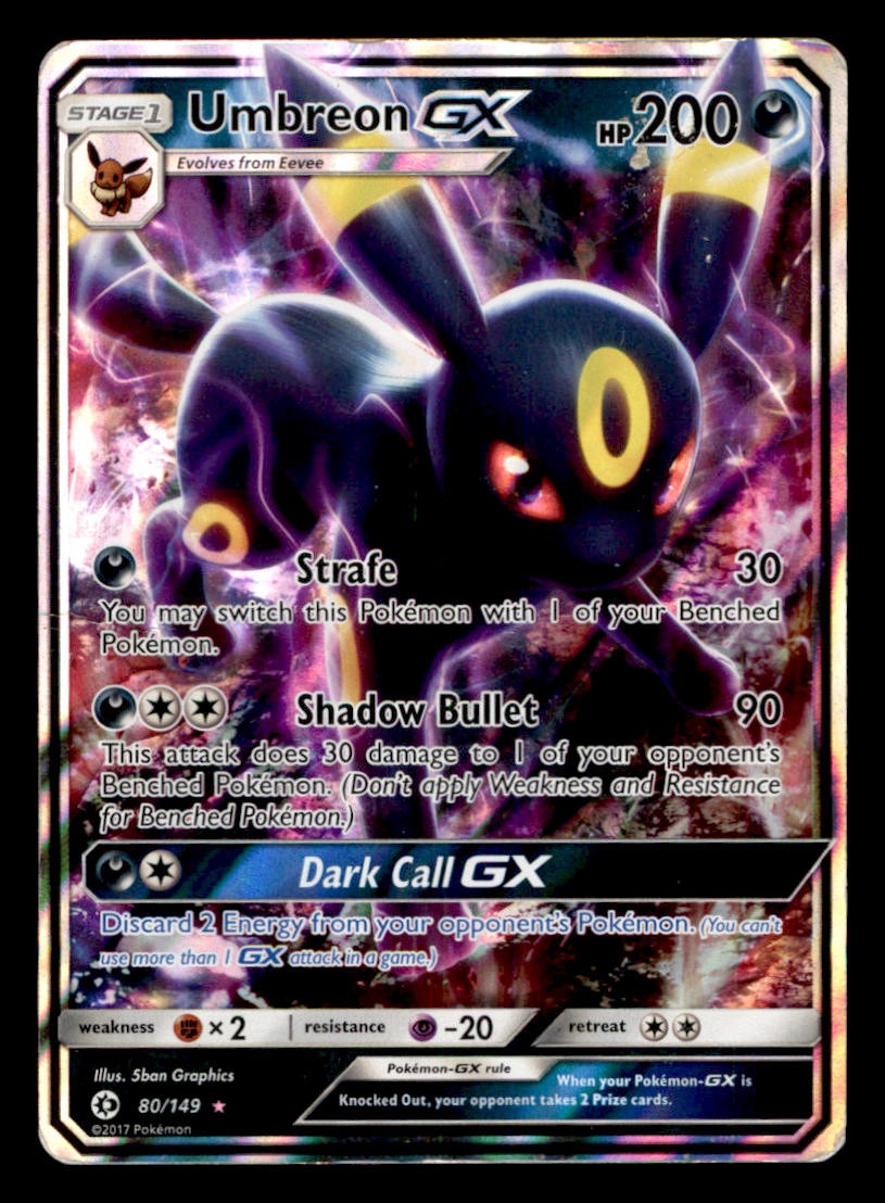 Umbreon GX 80/149 Holo Ultra Rare SM Base Set Pokemon Damaged