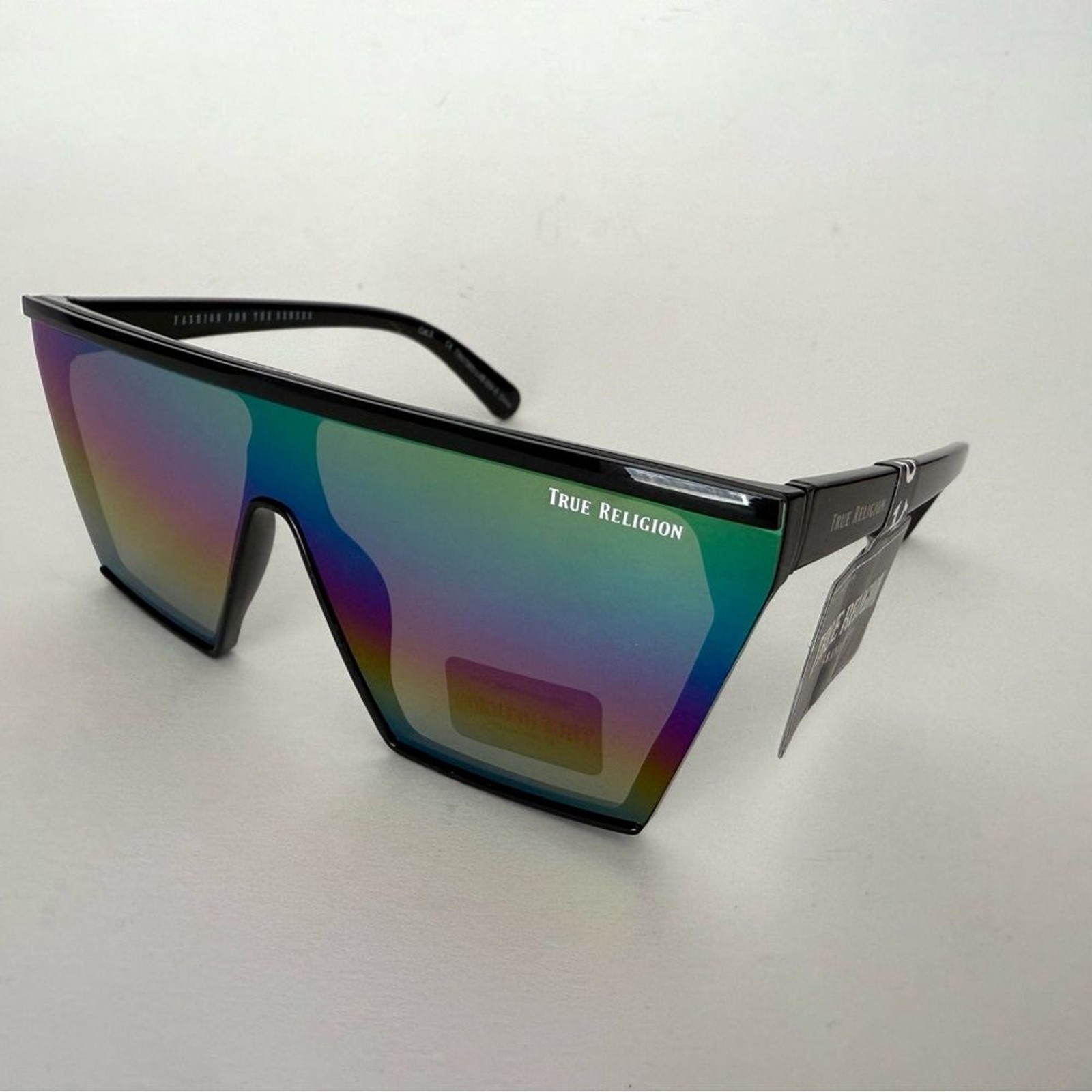 NEW TRUE RELIGION Shield Flat Top Square Sunglasses Iridescent Mirror thumbnail 5