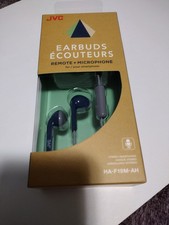 JVC Retro Style Wired Earbuds In-line Control, Microphone, Water-Resistant, Blue