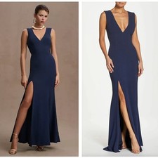 DRESS THE POPULATION Sandra Mermaid Gown Midnight Navy Blue C52 