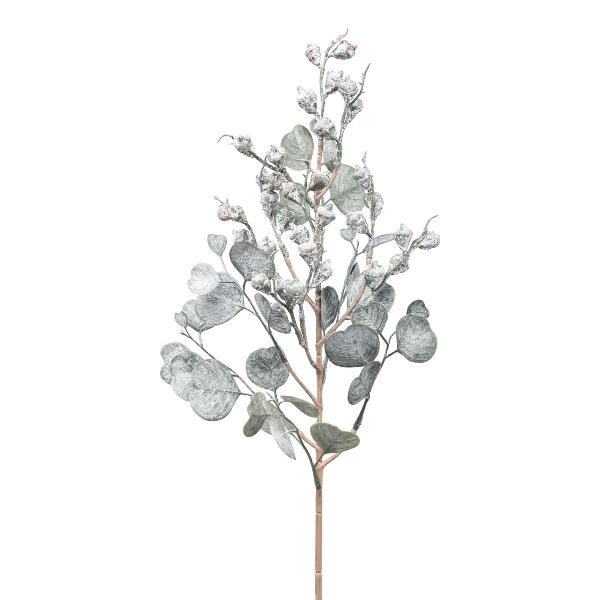 Artplants KüNstlicher Zweig Eukalyptus Griflo Gefroren, Weiß-Grau, 55Cm-image