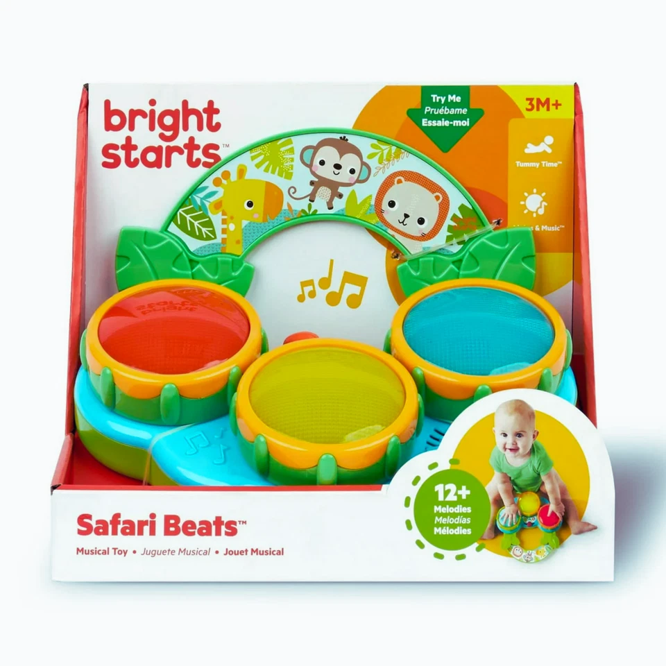 Juguete de tambor musical Bright Starts Safari Beats con luces bebé niño pequeño 3M+ Foto 2 de 4