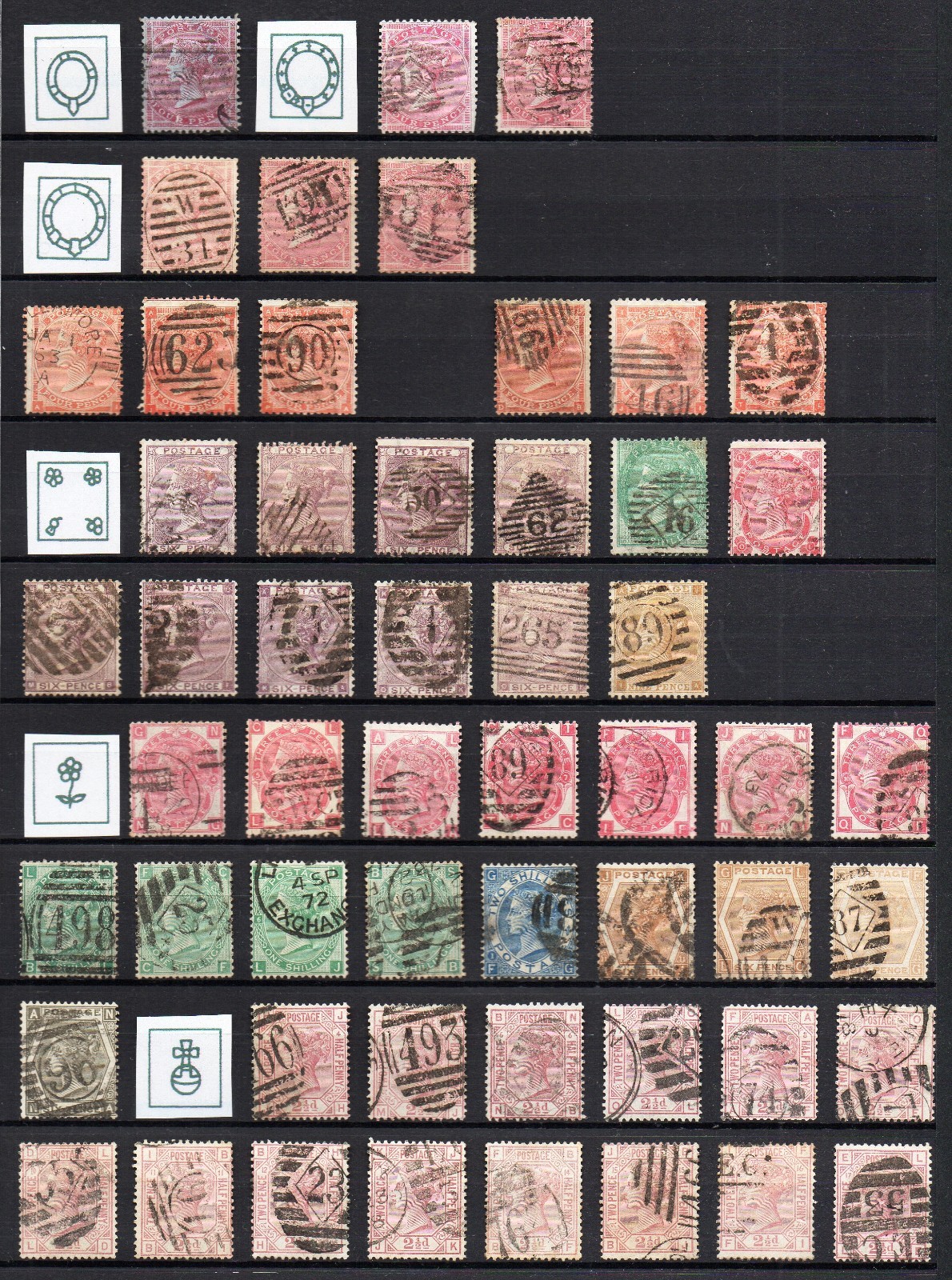 GB QV Collection of 69 Surface Printed Stamps Good/Fine Used High Cat Value