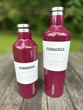 Lot of 2 NEW Corkcicle Canteen Merlot Insulated Bottle Graphite 16 oz & 24 oz.