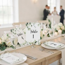 Stylish Eucalyptus Table Numbers - 26 Double-Sided Cards for Special Events