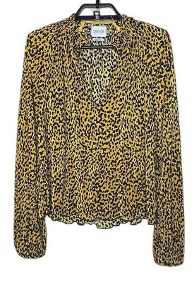 SAYLOR Primrose Cheetah Leopard Plissé Blouse Size Medium Shirt Crinkle t2