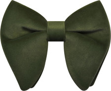 Velvet Bow Ties for Men Oversize Pre-Tie Bowtie Tuxedo Olive Green