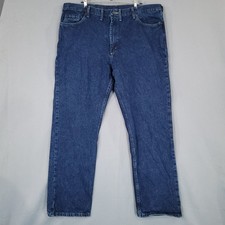 Wrangler Men's 44x32 Regular Fit Dark Wash Blue Denim Jeans
