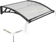 Door Canopy Outdoor Awning with Drainage,100x80 cm Polycarbonate Rain Shelter w