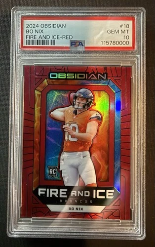 2024 Panini Obsidian - Fire and Ice Bo Nix #18 Red /75 (RC) PSA 10 Gem Mint