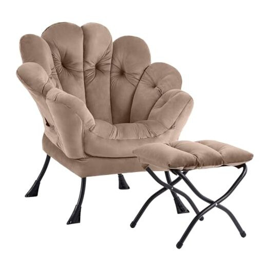 2025 Mid-Century Lazy Chair with Ottoman Cozy Butterfly Reading Lounge Chair