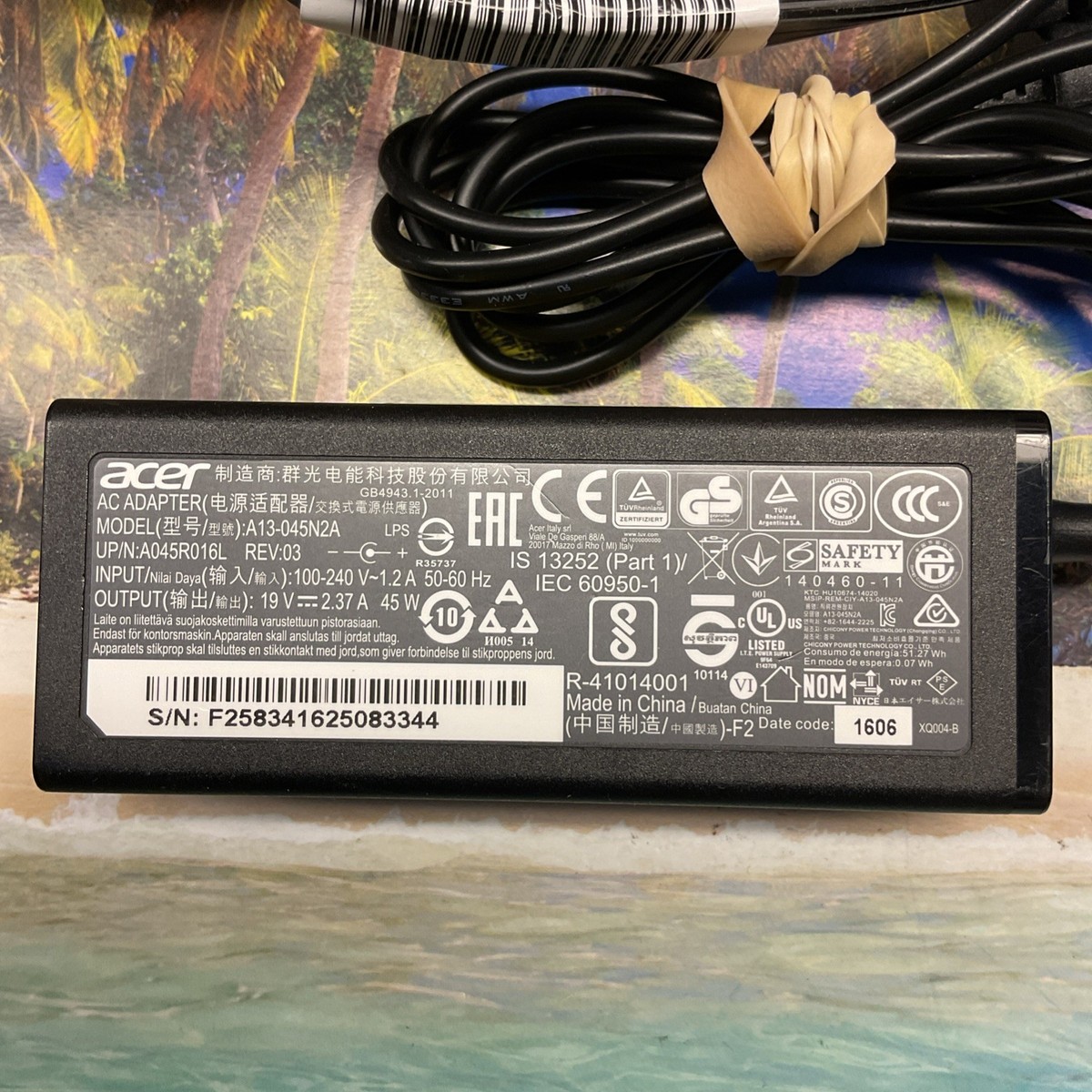 Chargeur Acer A13-045N2A pour ordinateur portable Chargeur Acer A13-045N2A pour ordinateur portable