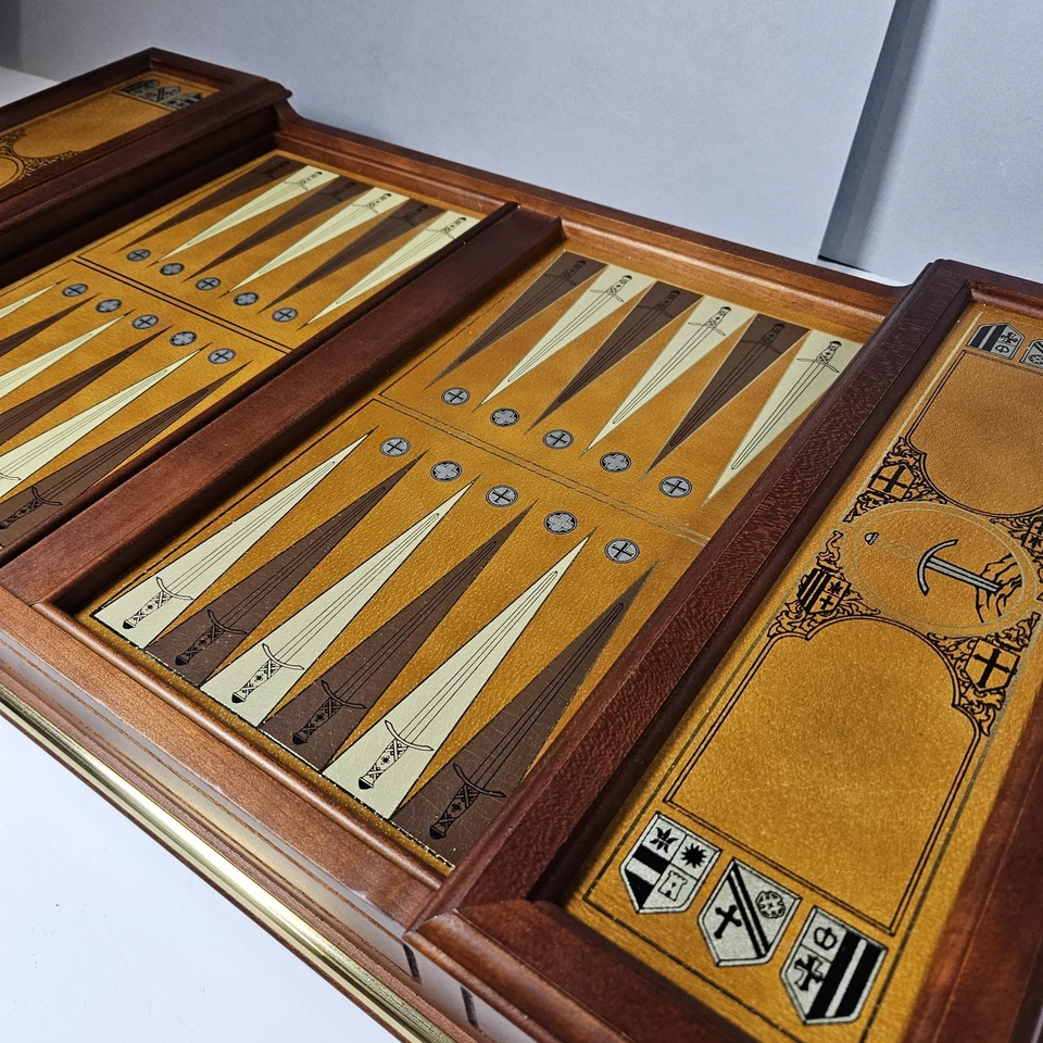 Vintage Franklin Mint Excalibur Backgammon Set 1980s Wooden - Game Board Only - Image 3 of 4