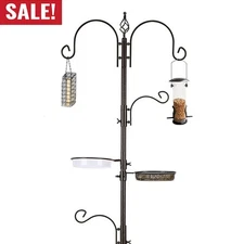 Deluxe Bird Feeding Station Kit Feeder Pole Hanging Kit Multi Feeders Home New