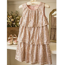 Sz 6/6x CAT  JACK Girls Rose Gold Sleeveless Tiered Sequin Dress