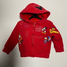 Disney Parks Mickey Mouse Friends Red Full Zip Hoodie Toddler Size 2T Kidcore