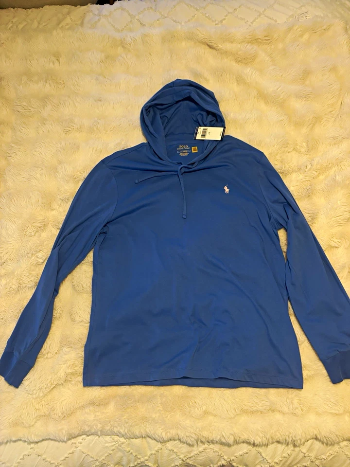 Polo Ralph Lauren Men's L Blue Pullover Hoodie Hooded Long Sleeve Emb Polo Pony - Image 1 of 4