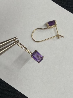 Massive 14 Karat Gelbgold Amethyst Nierendraht Ohrringe