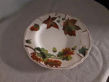 Tuscany Table Leaves +Acorn 11 1/2 Dinner Plates Set of 8 Made In Italy