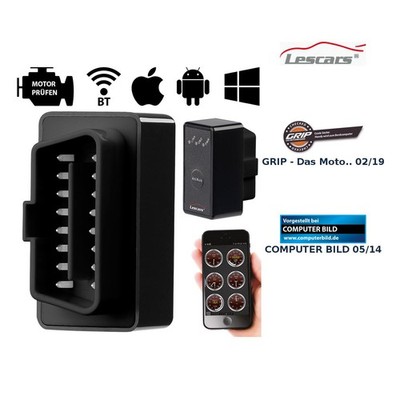 Lescars OBD Adapter: OBD2-Profi-Adapter mit Bluetooth, für Android-Mobilgeräte