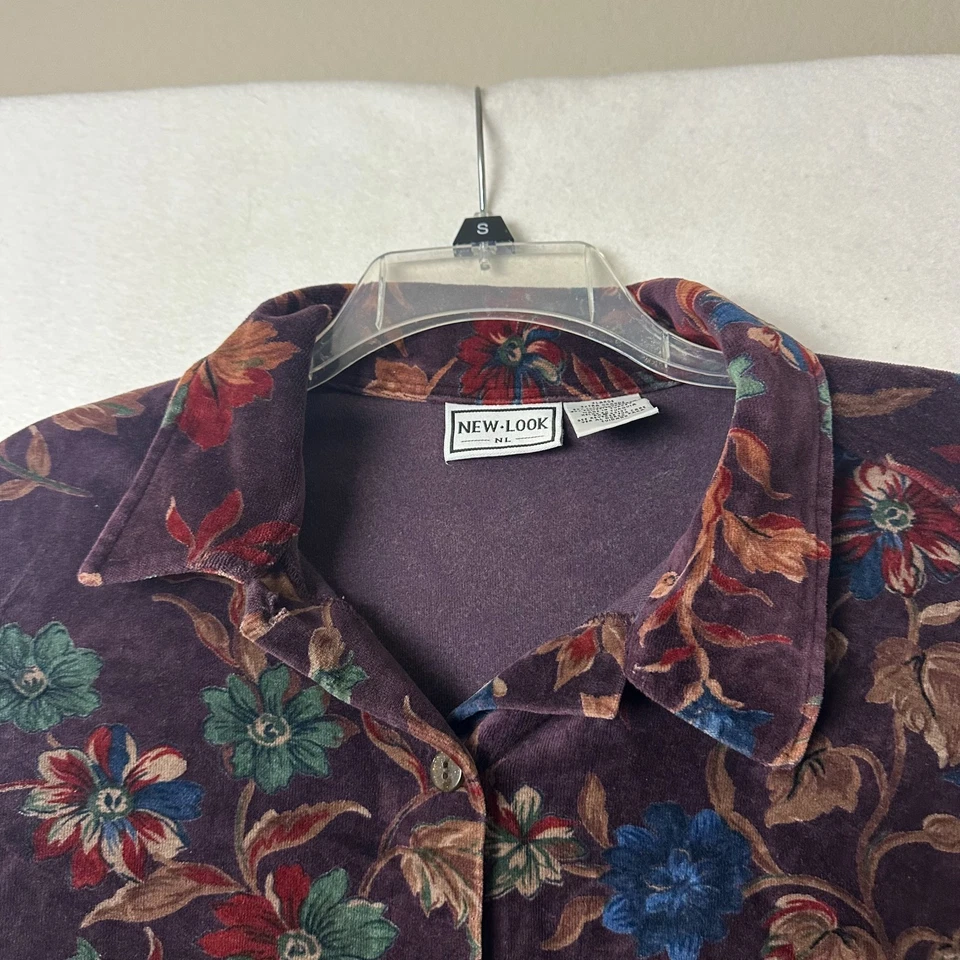 Top Blouse button up velvet burgundy dark fairy floral goblincore FLAW - Image 4 of 4