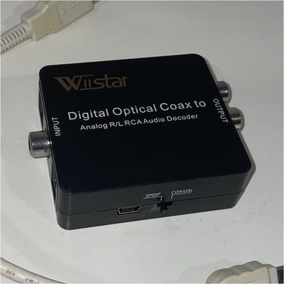 Wiistar Digital Optical Coaxial to Analog R/L RCA Audio Converter Decoder Black