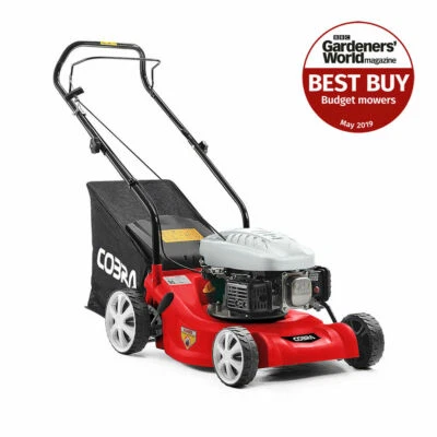 Cobra 41cm 16" Petrol Push Lawnmower Lightweight Polymer Deck Lawn Mower M41C