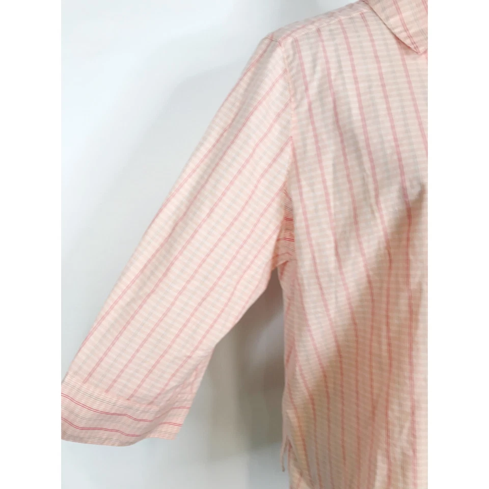Top Studio Works para mujer 2X rosa a cuadros con botones resistente a las arrugas preppy informal Foto 3 de 4