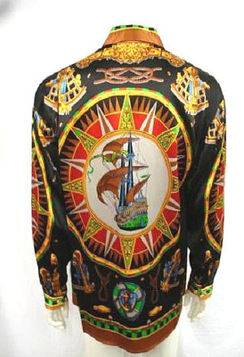 Chemise Homme En Soie 100% - Marque Creme De Silk, Taille XL - Motif Nautique Multi-couleur - Neuf Avec étiquettes