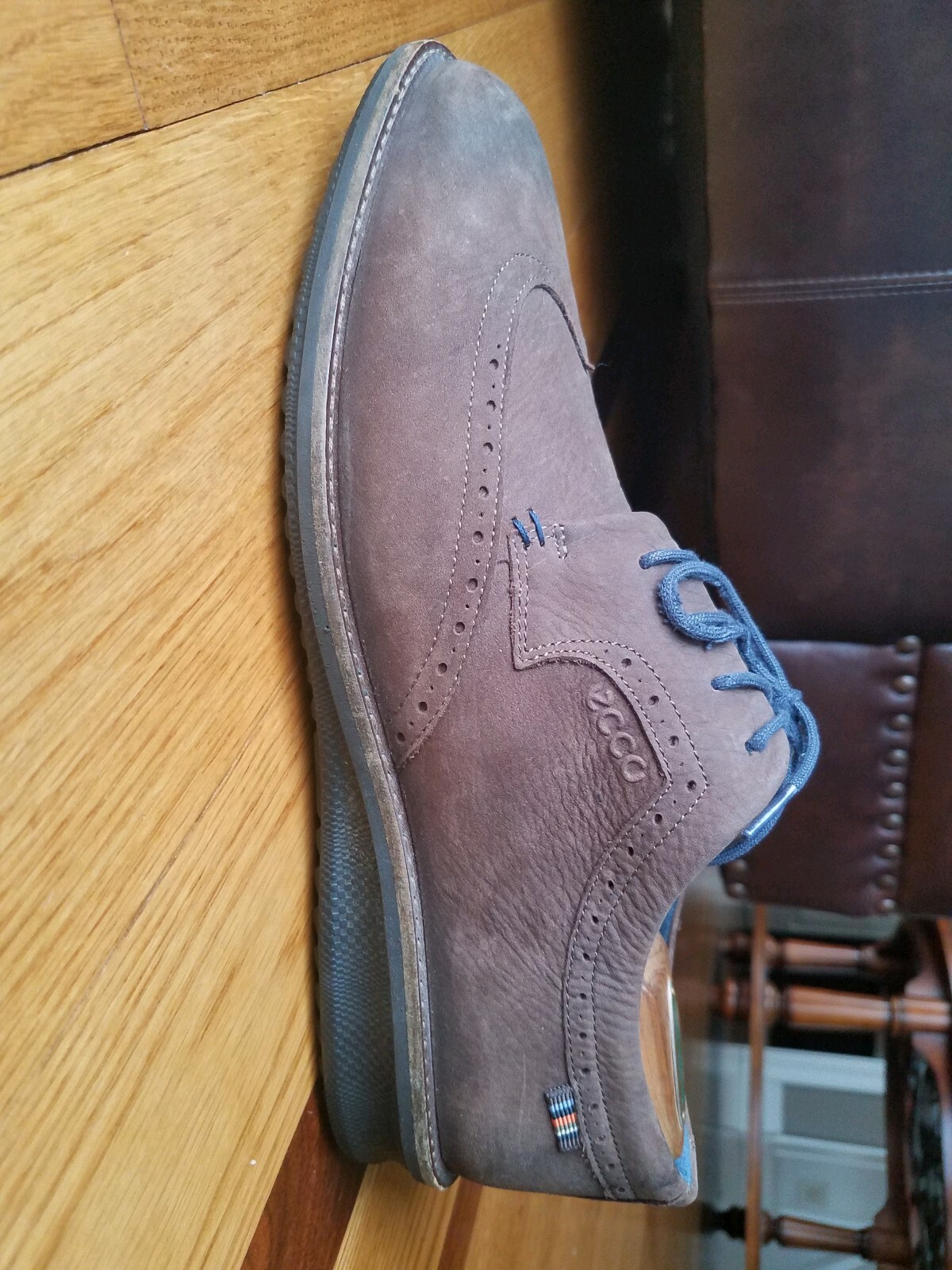 SAOLA Scarpe Oxford a coda di rondine Ecco marrone scamosciato pelle nabuk taglia Eur 45 US 11 11 5