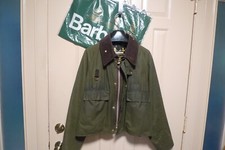 BARBOUR - A130 SPEY WAX COTTON  WADING JACKET - SAGE - MADE  @ UK -LARGE