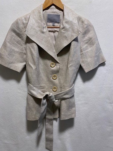 CLASSIQUES ENTIER Nordstrom Champagne White Lined Cotton Blend Suit Blazer  Sz XS | eBay