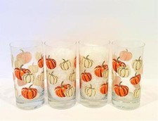 Royal Norfolk Libbey Fall Autumn Pumpkin 16oz Glasses - Set of 4