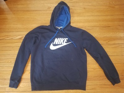 VTG Nike Black Tag Hoodie Menâs L Spell Out Swoosh Check Logo Navy Sweatshirt | eBay