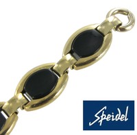 Speidel Bracelet Watch Band Vintage Yellow Gold Tone Black Split Ring Ladies Speidel Bracelet Watch Band Vintage Yellow Gold Tone Black Split Ring Ladies