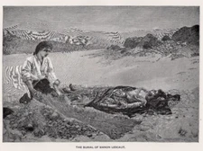 BURIAL OF MANON LESCAUT - Tragic Burial Beautiful Woman 1894 Antique Engraving