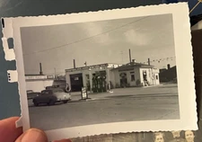 Early 1930's Photo  of a Elegant Couple at an Iowa  Gas Station