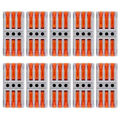 10Pcs Compact Wire Conductor Connector 3-to-3 3 Way for Quick Connect 28-12 AWG