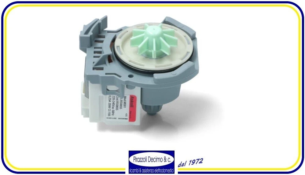 Askoll Pompa Di Scarico Per Lavastoviglie AEG, Privileg, Bosch: Ricambio 290655 Con Attacco A Baionetta, 30W