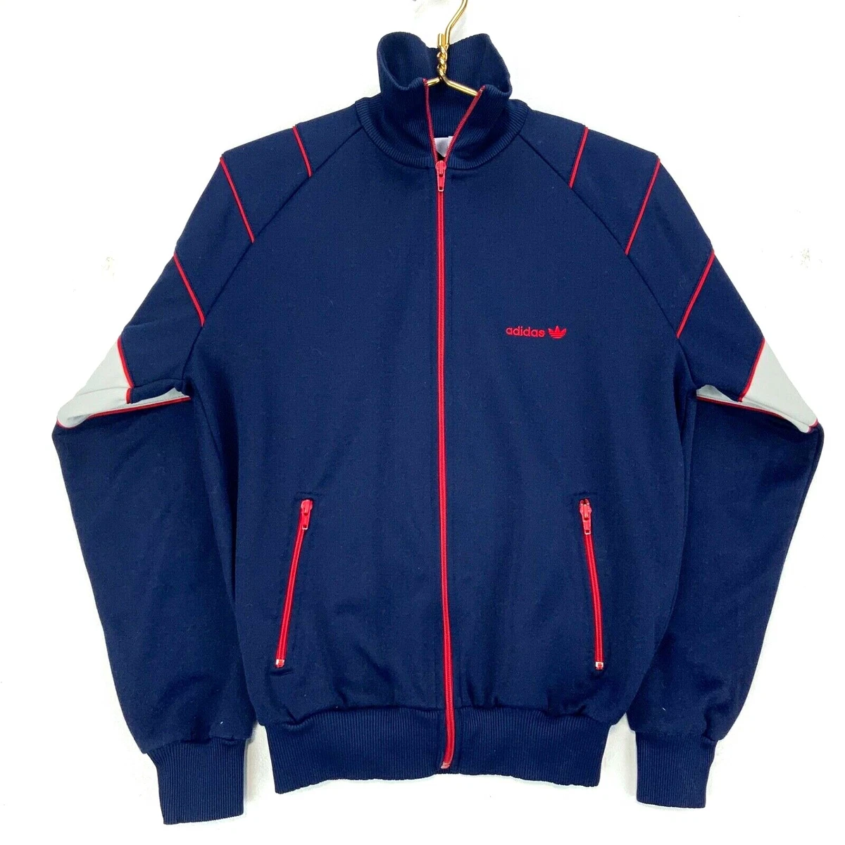 Adidas Vintage Full Zip Track Jacket Size Small Navy Blue 80s